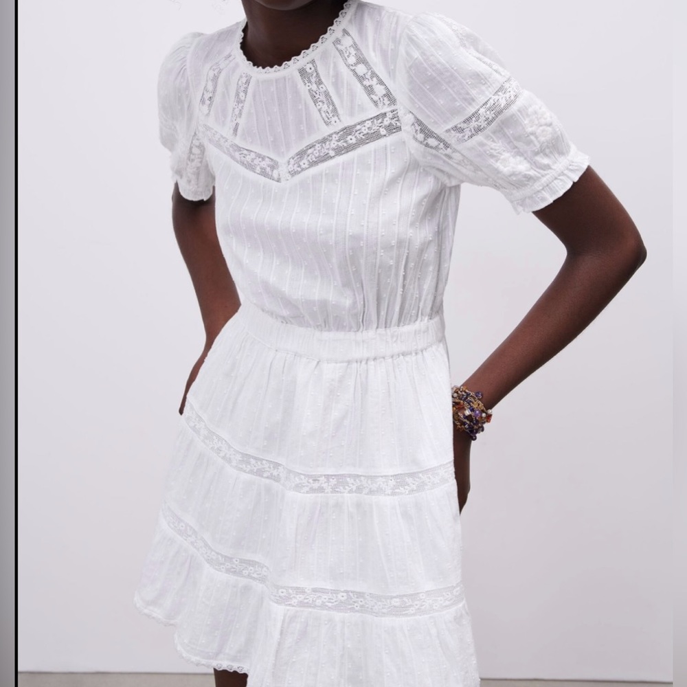 COPY - Zara White Embroidered Combination Dress